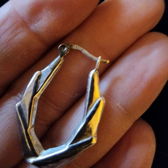 Vintage Sterling Geometric drop earrings‎ - Picture 4 of 5